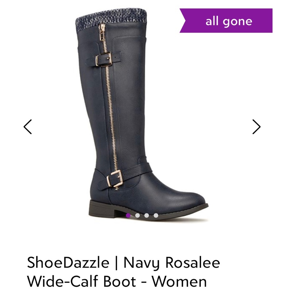 NEW in box Shoe Dazzle flat boots in style Rosalee color navy size 6.5 wide calf